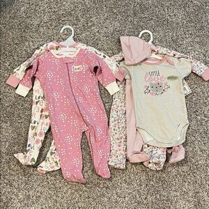 3-6 Month Pink Organic Cotton sleepers & outfit Set (NEW)